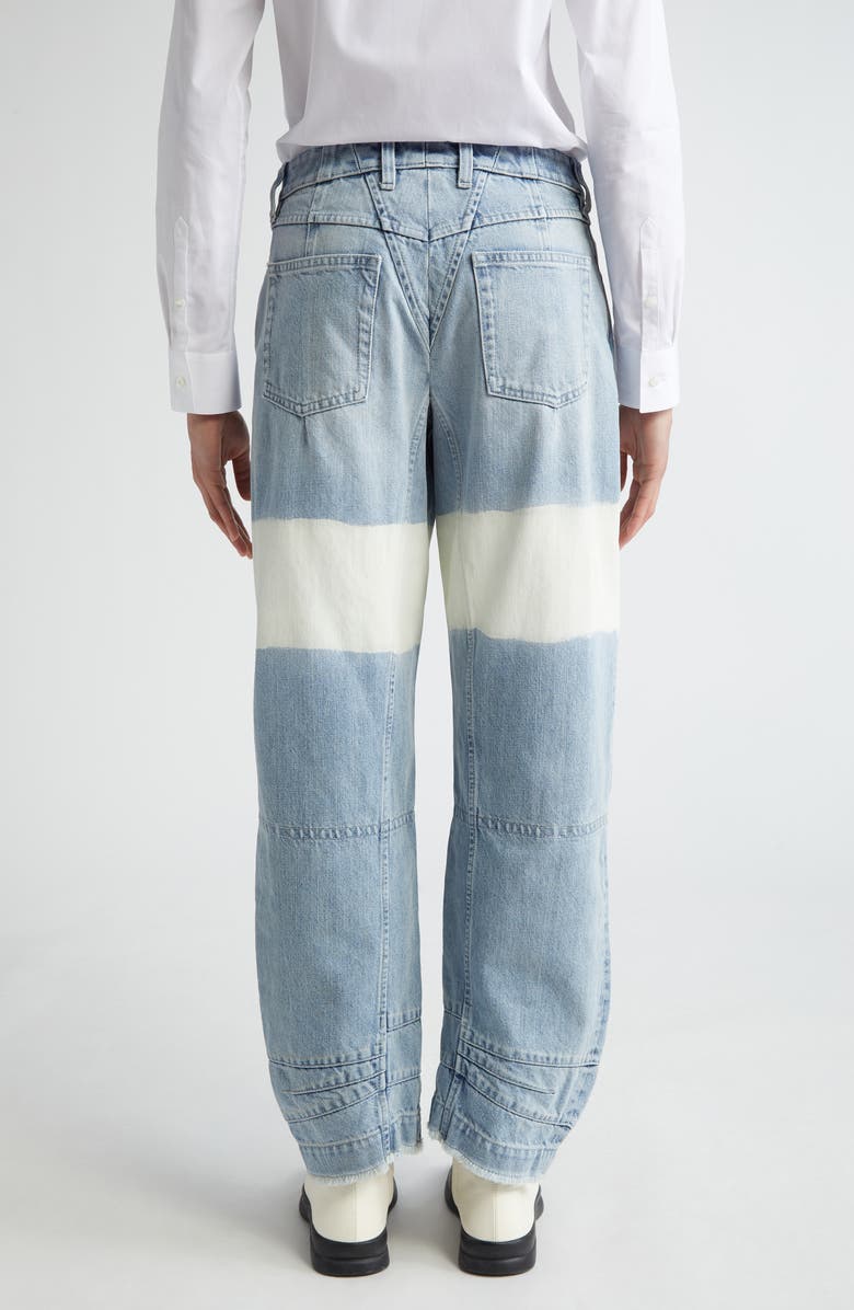 Jil Sander Bleach Stripe Articulated Raw Hem Button Fly Jeans, Alternate, color, 