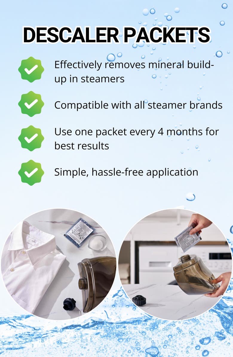 SALAV 10-Pack Garment Steamer Descaling Solution Decalcifier Packets, Alternate, color, White