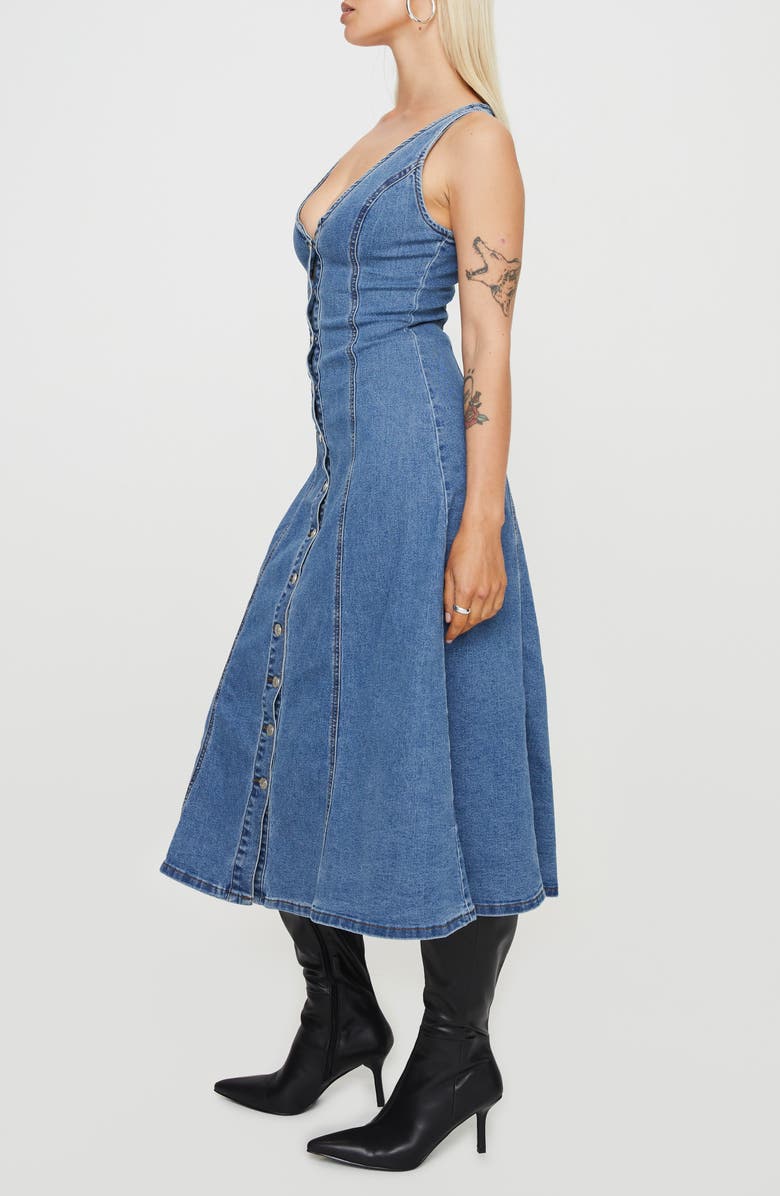 Princess Polly Midler Denim Midi Dress, Alternate, color, 