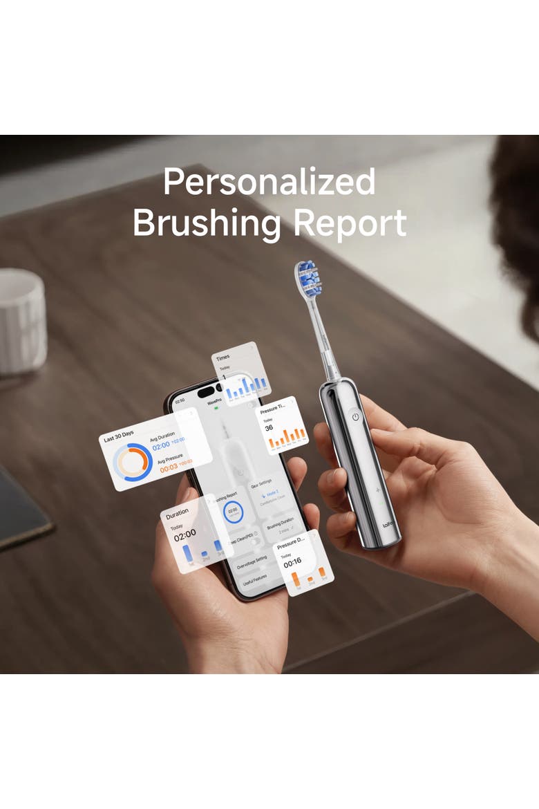 Wave Pro Electric Toothbrush with 2 Heads and Storage Bag, Alternate, color, Stainless Steel