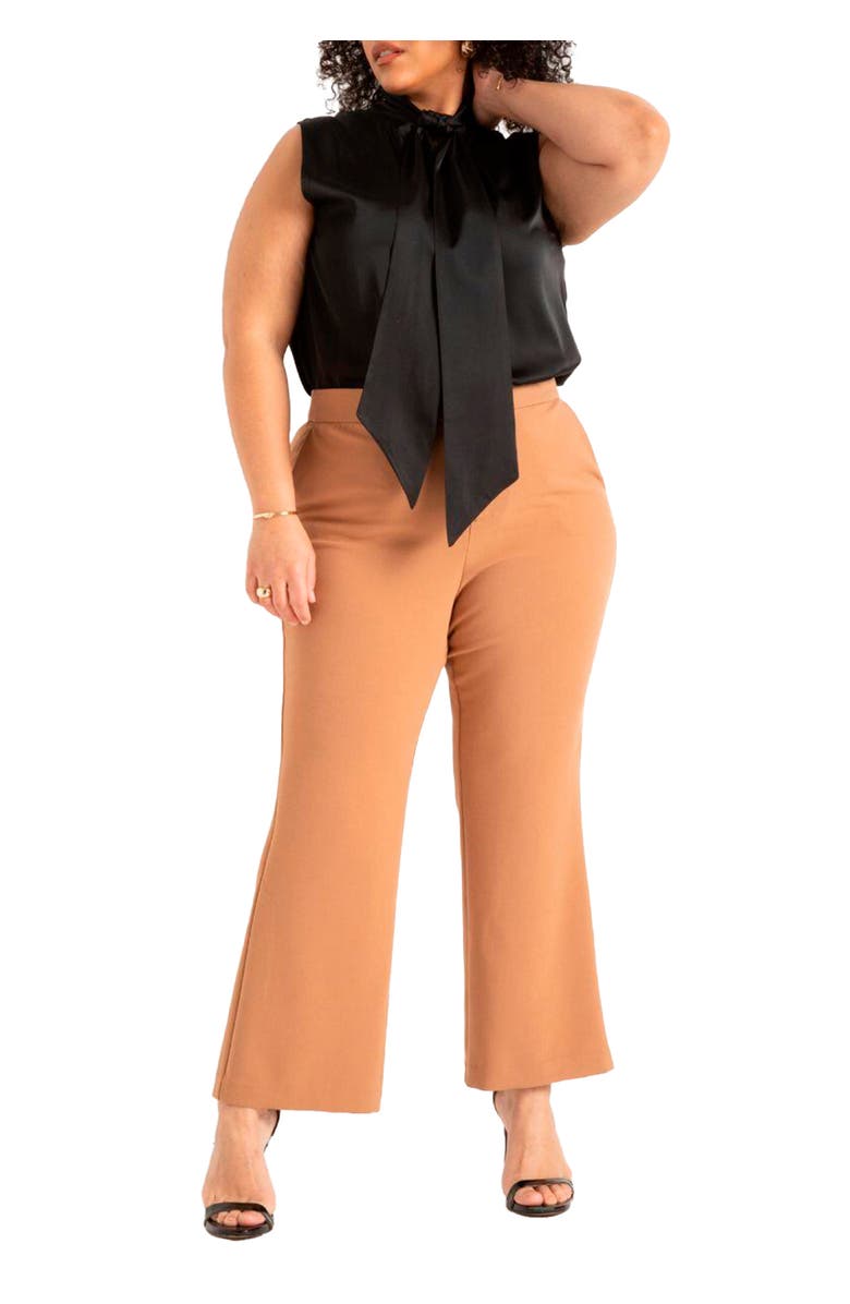 ELOQUII The 365 Suit Crop Flare Leg Trouser, Alternate, color, Biscuit