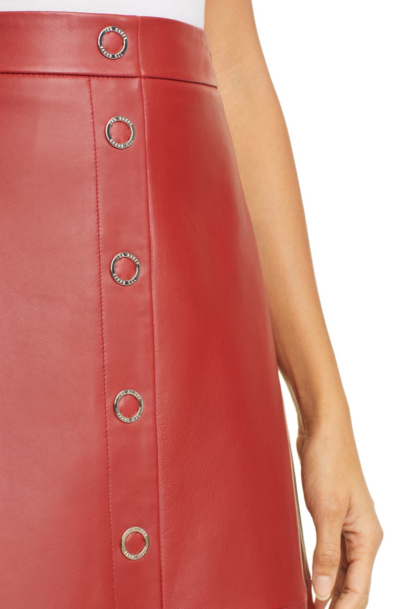 Ted Baker London Snap Front Leather Pencil Skirt, Alternate, color, 