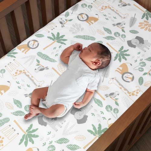 Lambs & Ivy Jungle Friends 5-piece Safari Animals Nursery Baby Crib Bedding Set In Brown
