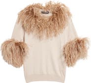 Dolce&Gabbana Feather Trim Short Sleeve Cashmere Sweater