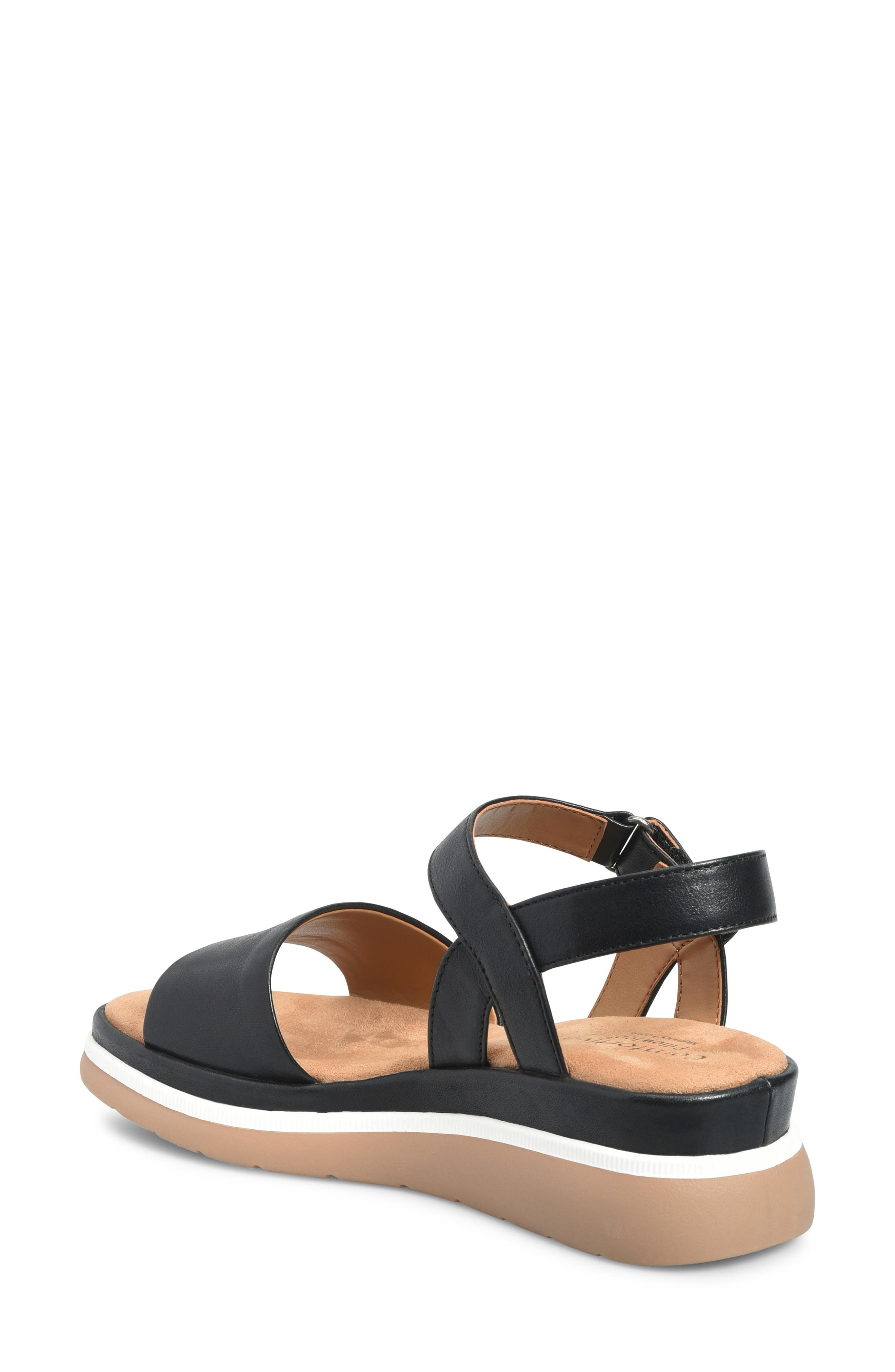 Comfortiva Ash Ankle Strap Platform Wedge Sandal, Alternate, color, Black