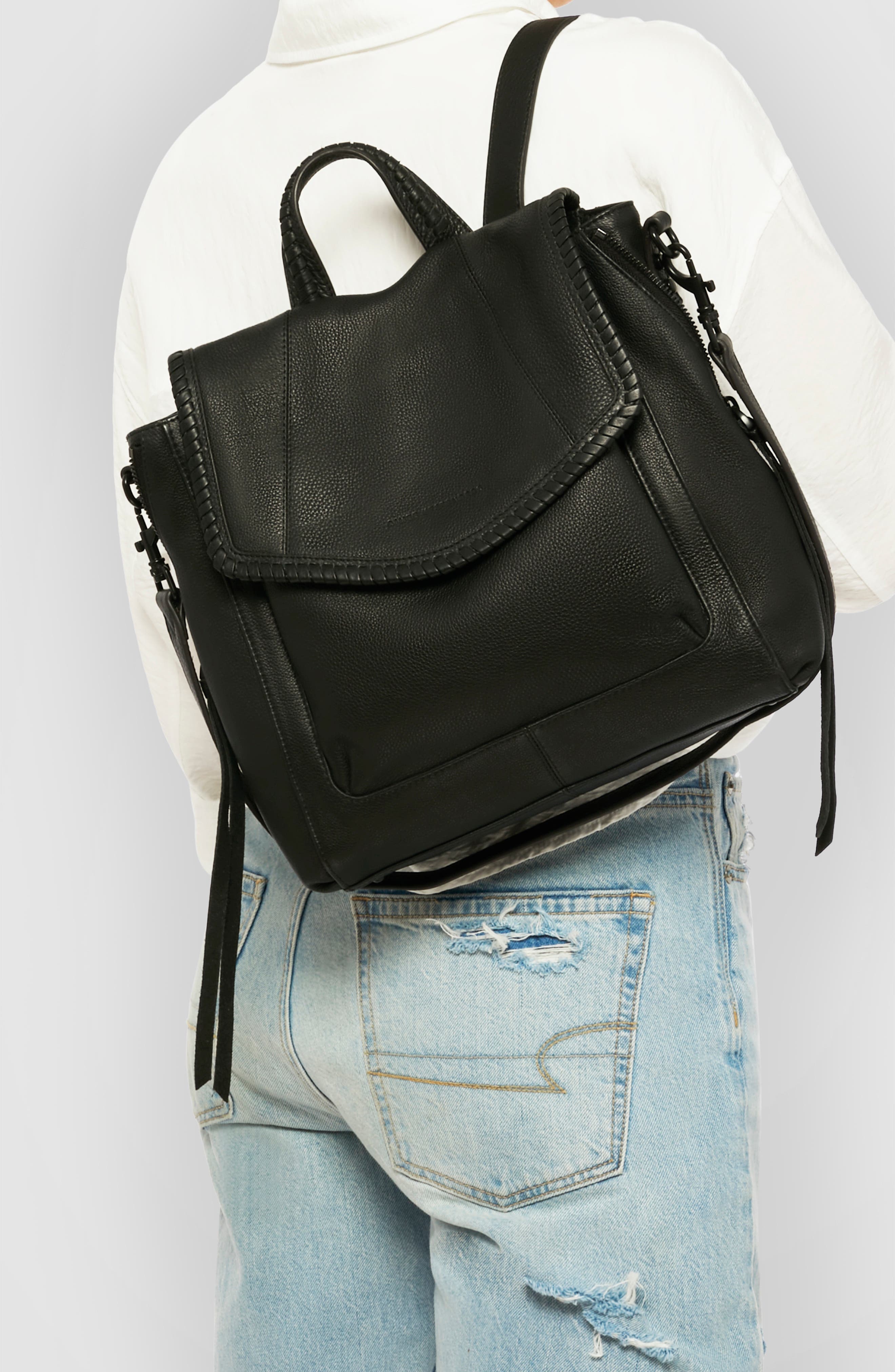 AIMEE All for Love Convertible Leather Backpack, Alternate, color, Black W/ Black