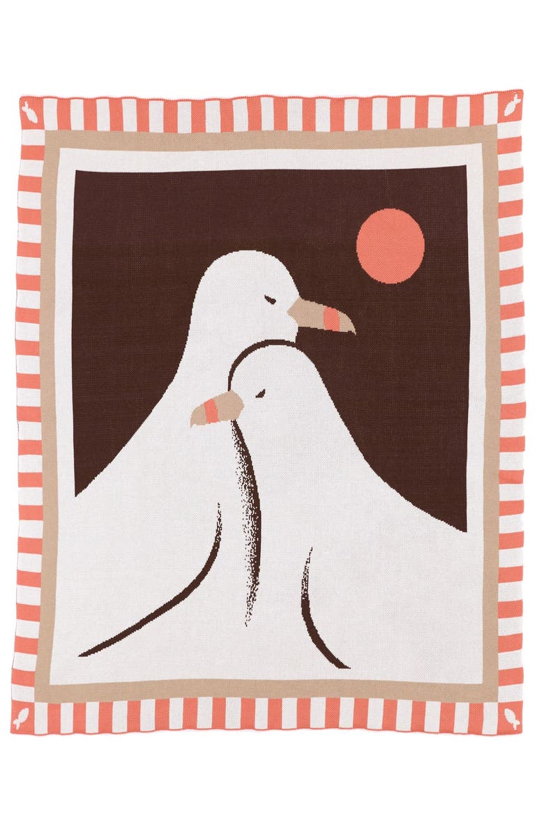 Biquette Lovebirds Knit Throw Blanket, Main, color, Dusk