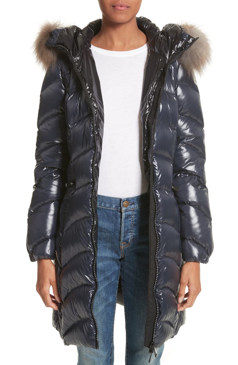 Moncler Albizia Down Puffer Coat with Genuine Fox Fur Trim, Main, color,