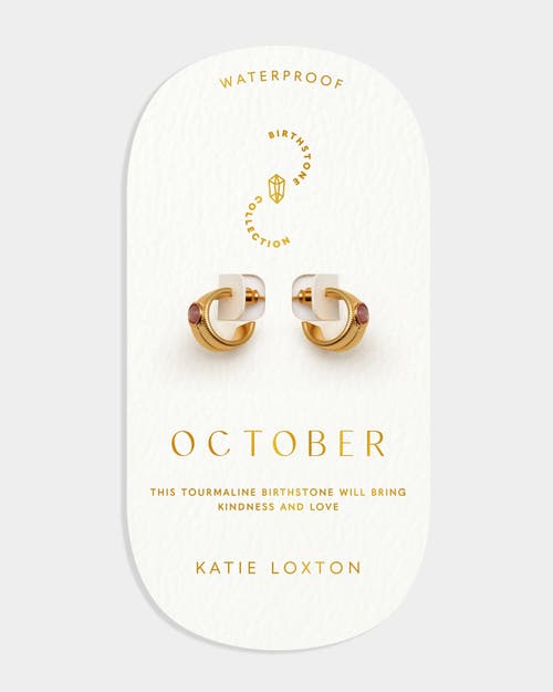 Katie Loxton 'october' Waterproof Gold Birthstone Hoop Earrings In Gold