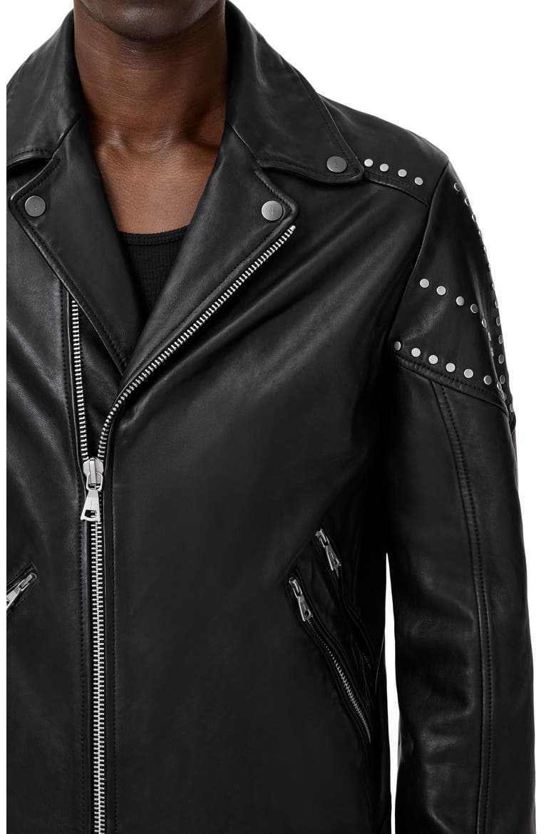 Daniel Oversprayed Leather Moto Jacket, Alternate, color, BLACK