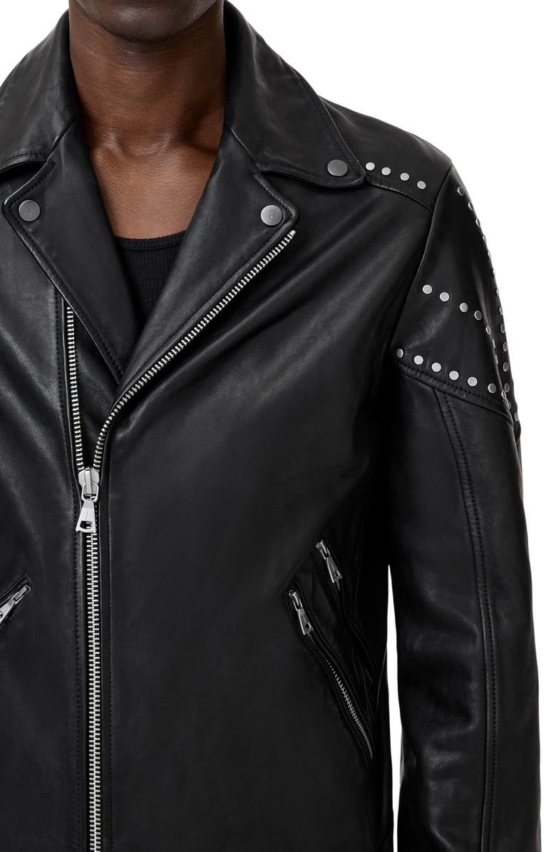 John Varvatos Daniel Oversprayed Leather Moto Jacket, Alternate, color,