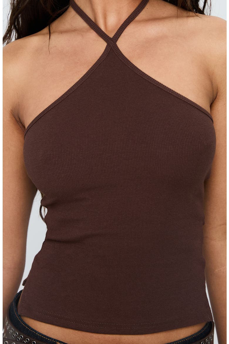 Baseline Rib Halter Top, Alternate, color, CHOCOLATE