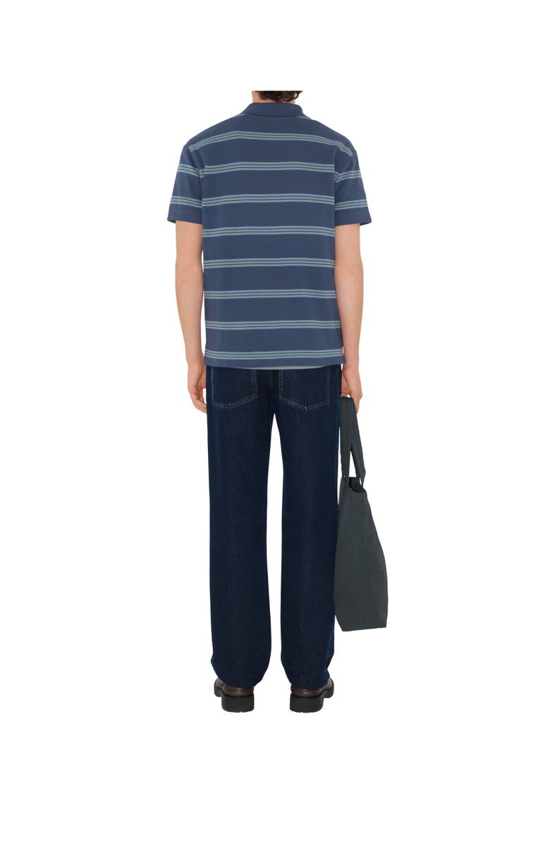 Burberry Striped Cotton Polo Shirt, Alternate, color, Pilot