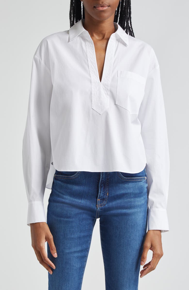 Veronica Beard Khai High-Low Cotton Blend Popover Shirt, Main, color, 
