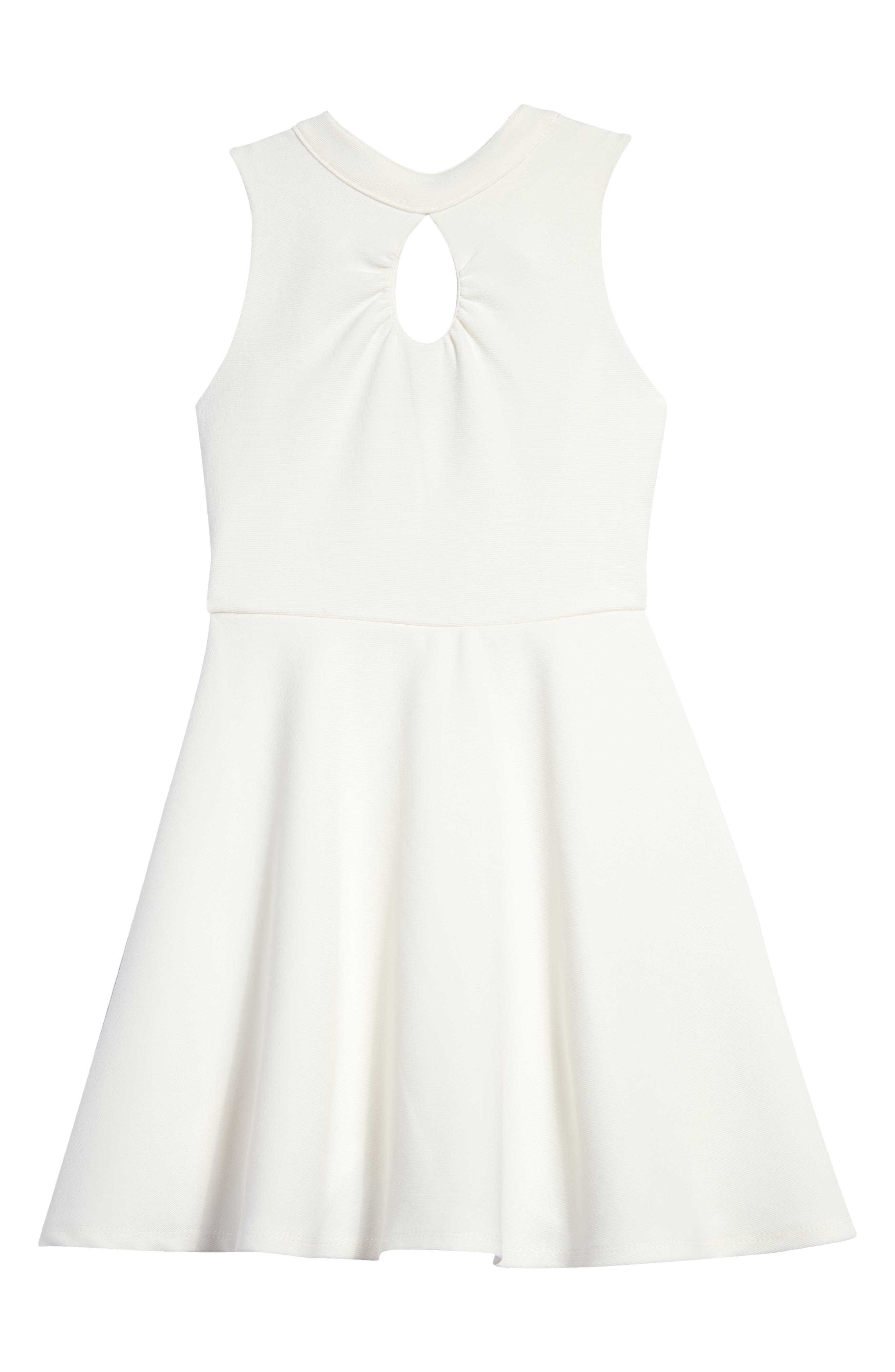 Ava & Yelly Kids' Mock Neck Keyhole Ribbed Dress