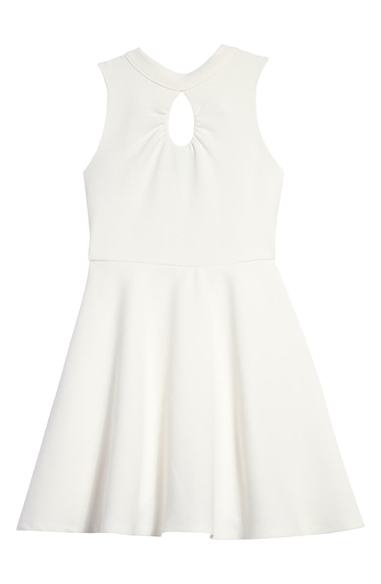 Ava & Yelly Kids' Mock Neck Keyhole Ribbed Dress, Main, color, 