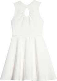 Ava & Yelly Kids' Mock Neck Keyhole Ribbed Dress