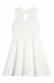 Ava & Yelly Kids' Mock Neck Keyhole Ribbed Dress