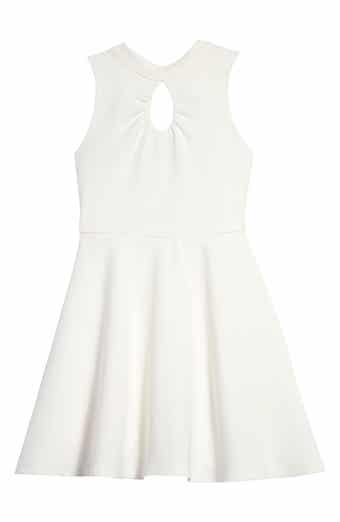 Ava & Yelly Kids' Mock Neck Keyhole Ribbed Dress