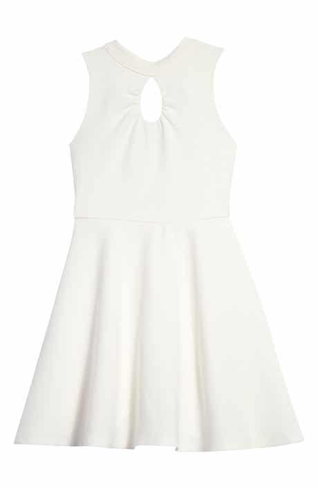 Ava & Yelly Kids' Mock Neck Keyhole Ribbed Dress