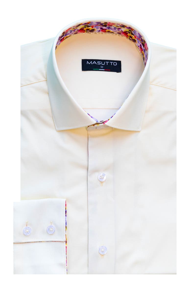 MASUTTO Ricardo Solid Button-Up Long Sleeve Shirt, Main, color, Yellow