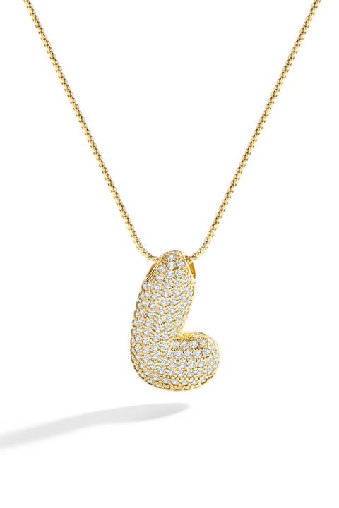Pave Bubble Initial Necklace