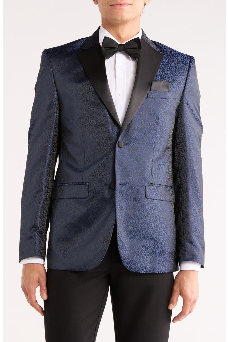Jacquard Tuxedo Jacket, Main, color, BLUE