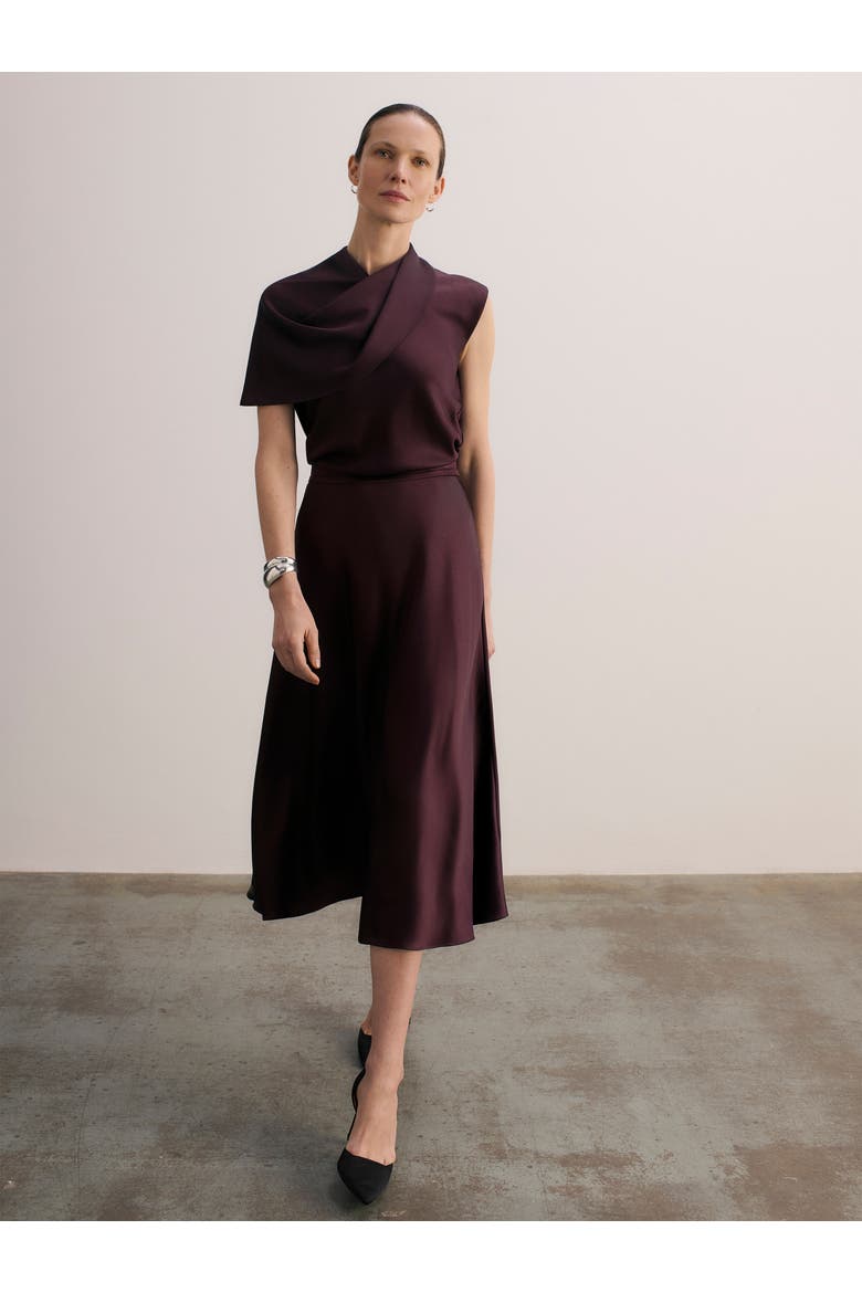 Draped Midi Skirt, Alternate, color, Purple