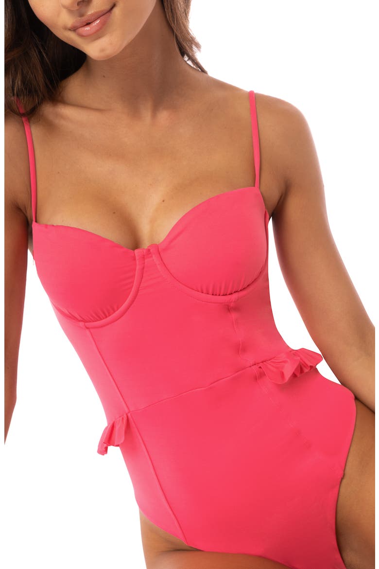 Bree Ruffle Reversible One-Piece Swimsuit, Alternate, color, RED