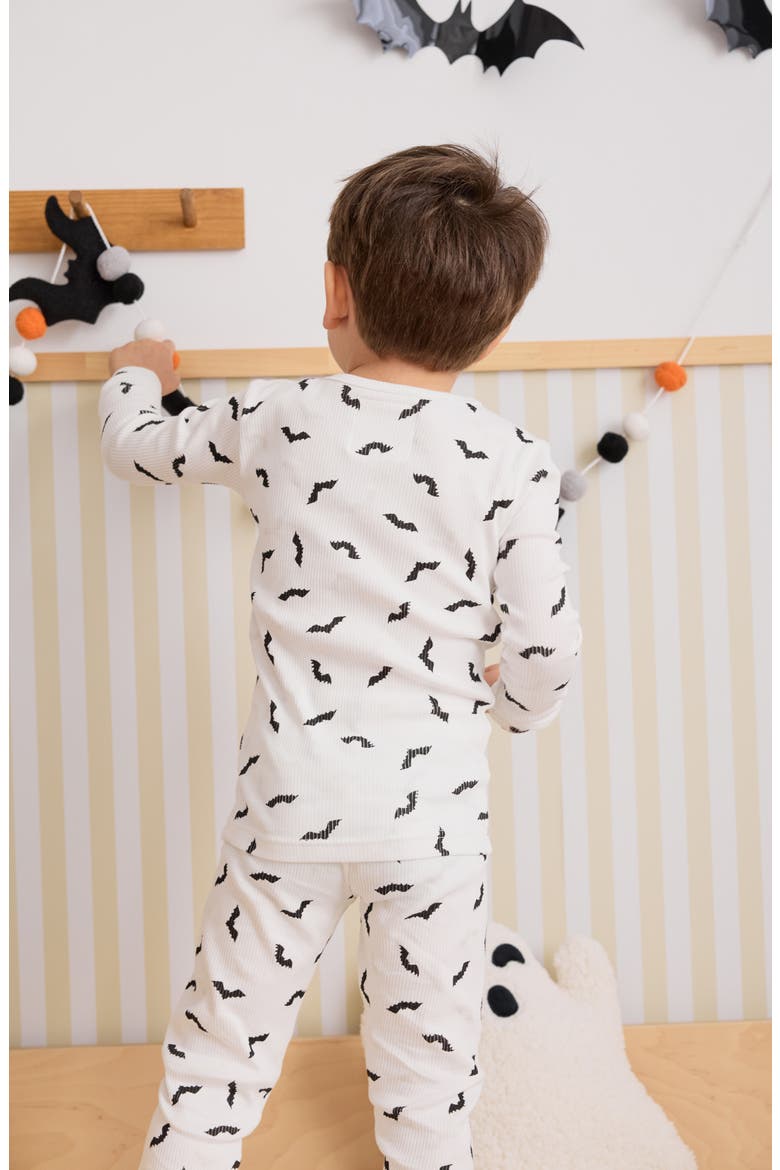 Kids' Cotton Rib Pajamas, Alternate, color, OFF WHITE