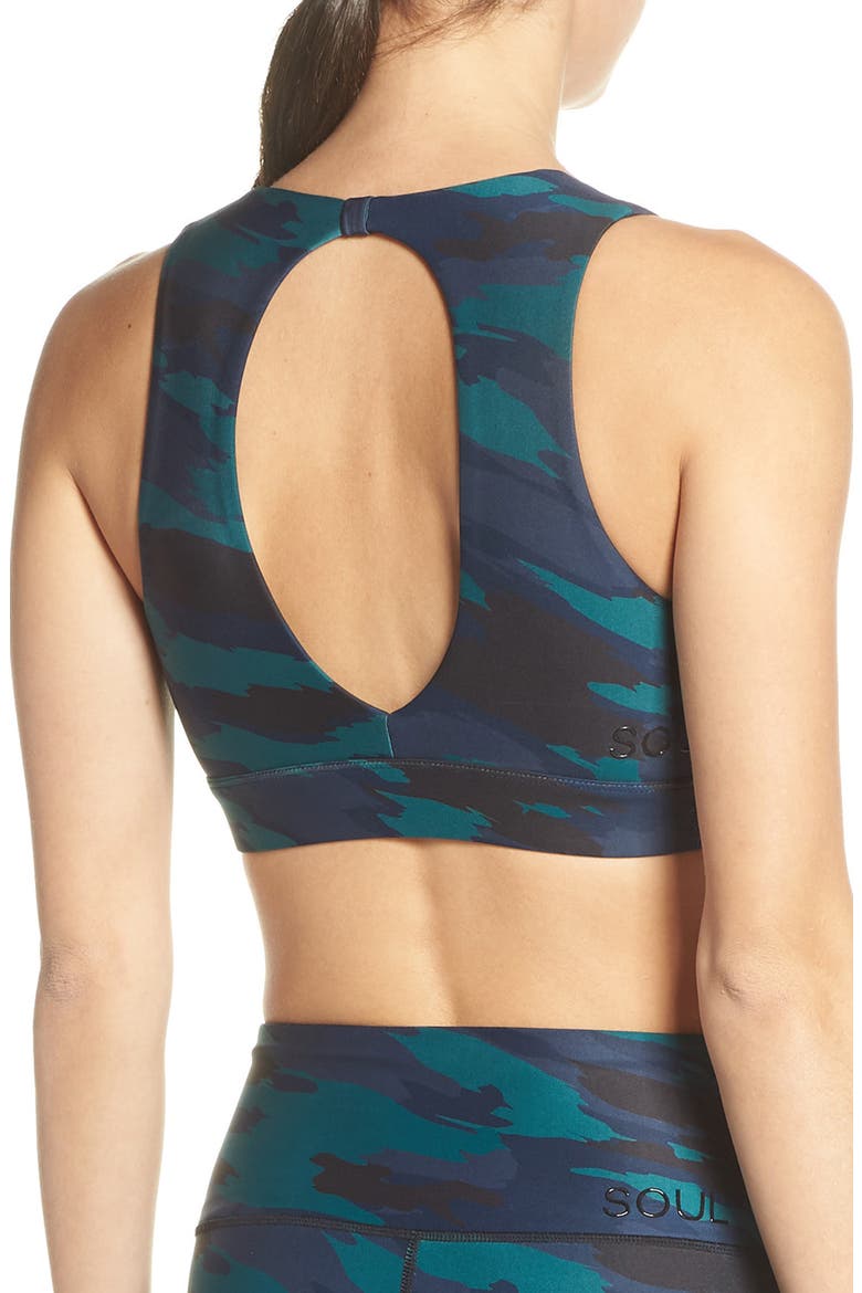 Knot Front Sports Bra, Alternate, color, CAMO