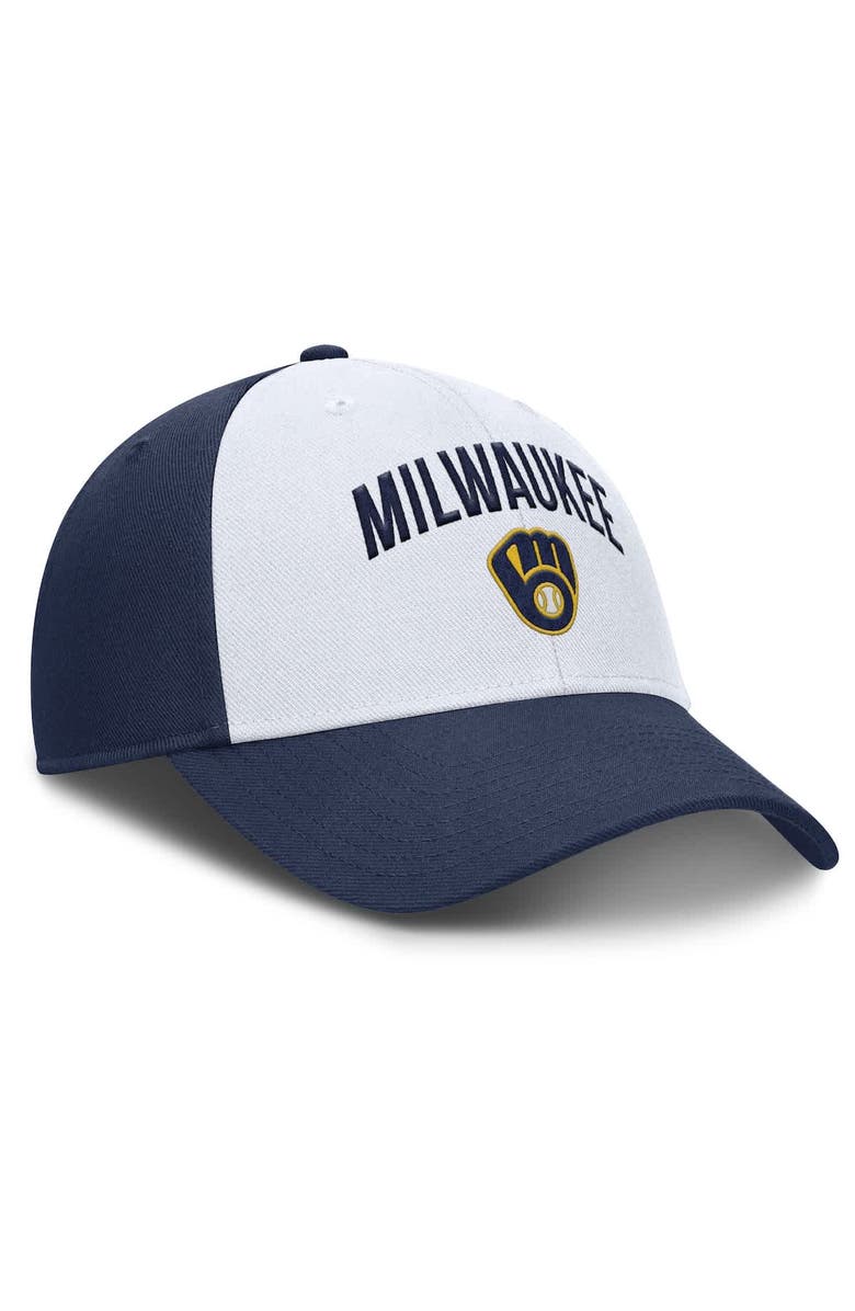 Nike Men's Nike White/Navy Milwaukee Brewers Club Performance Adjustable Hat, Alternate, color, 