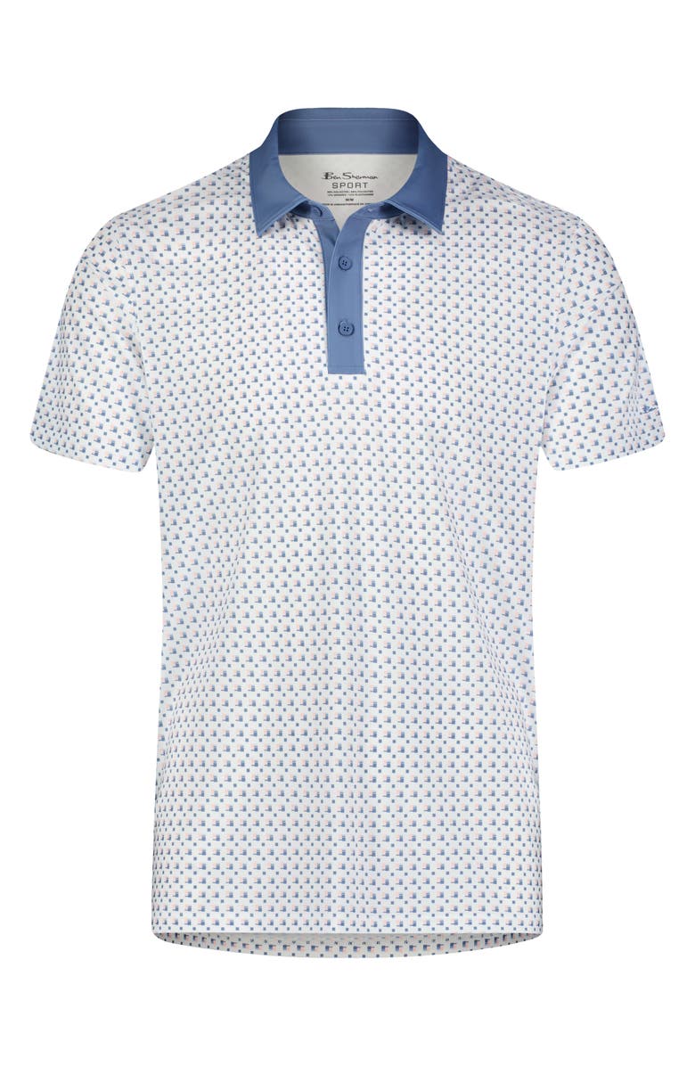 Ben Sherman Geo Tech Jersey Golf Polo, Main, color, White