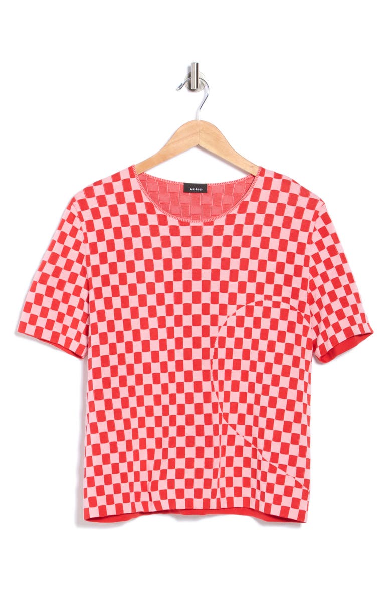 Akris Checkerboard Knit Top, Main, color, 661-Love-Waterlily