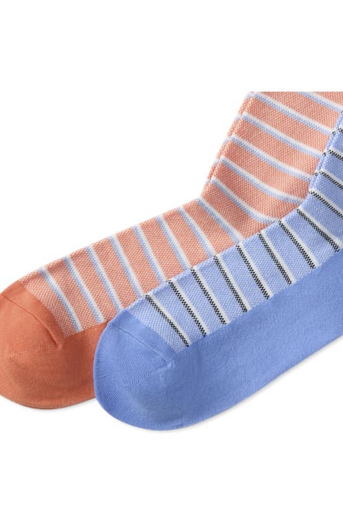 Polo Ralph Lauren Assorted 2-pack Oxford Stripe Dress Socks In Soft Blue/peach