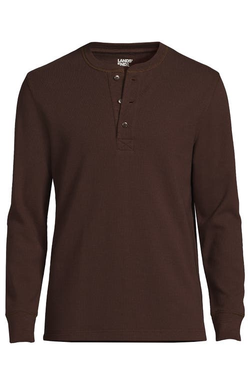 Lands' End Long Sleeve Thermal Waffle Henley In Brown