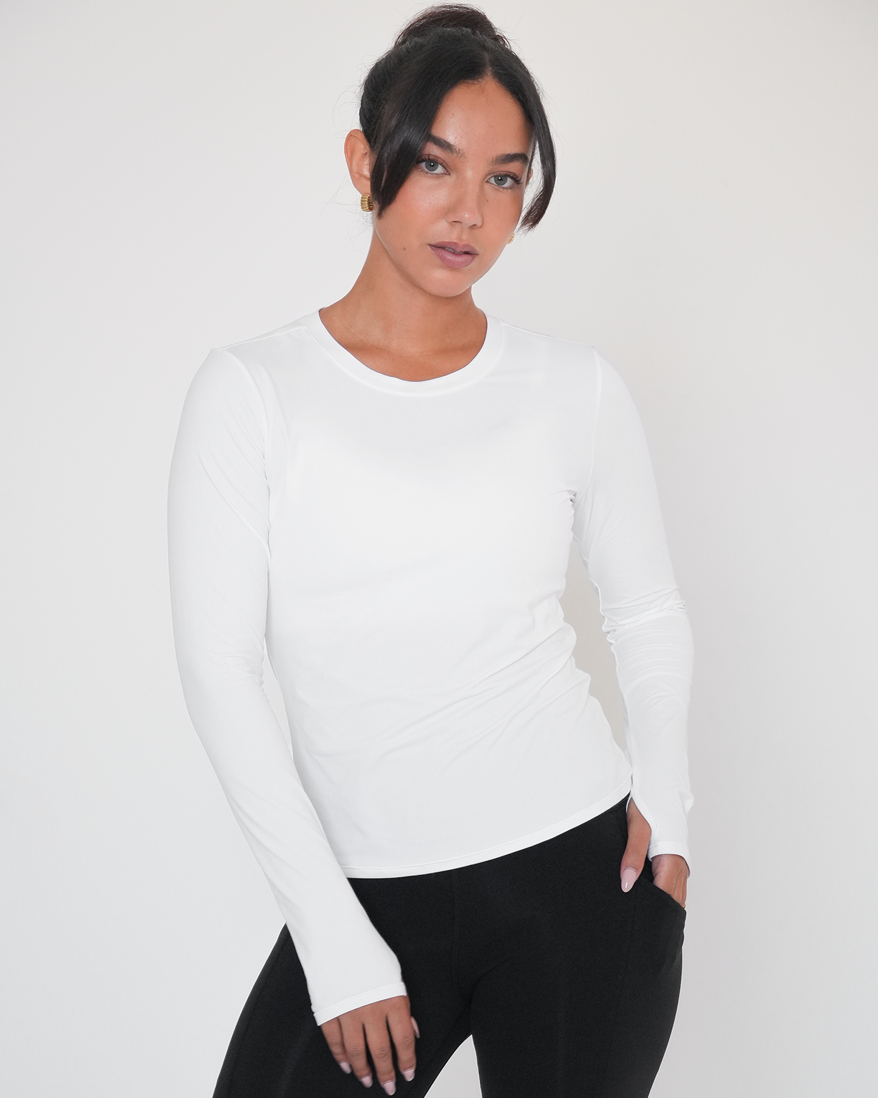 Raya Mid Length Compression Nylon Long Sleeve Top - image 3