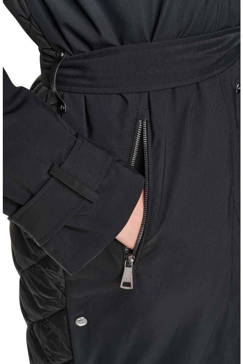 Mixed Media Trench Coat, Alternate, color, BLACK