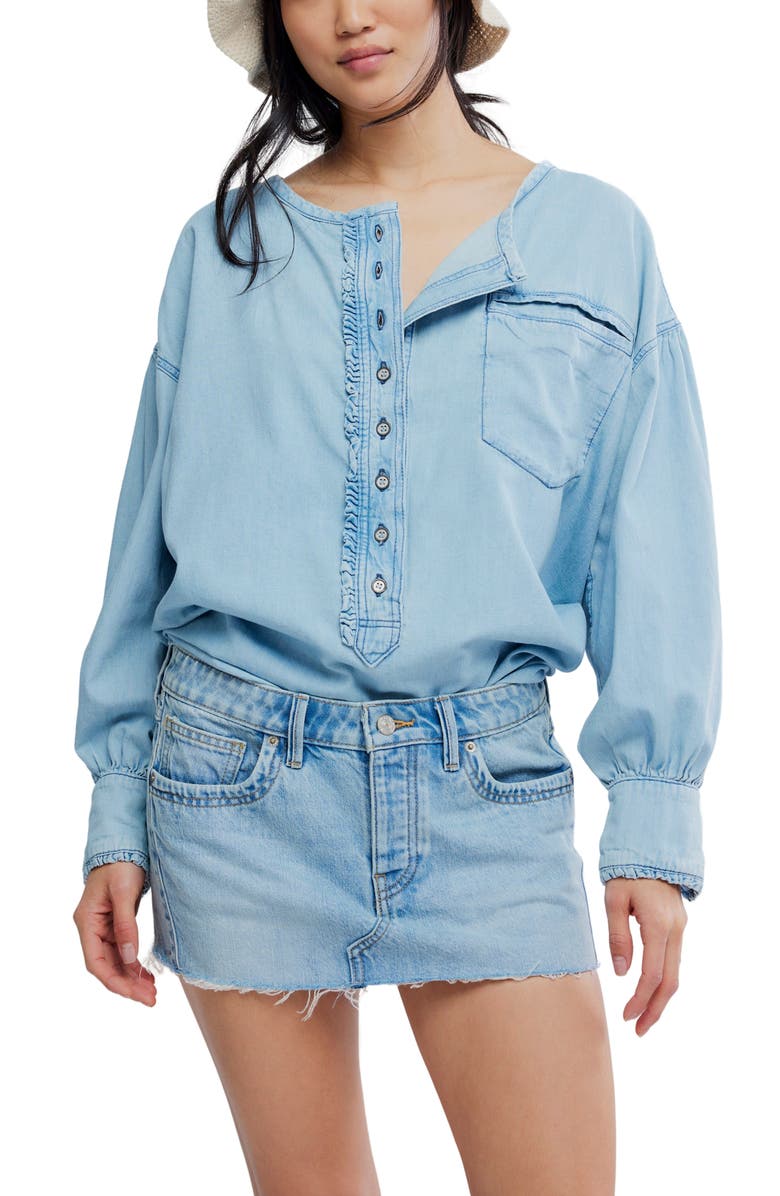 Free People Lainey Cutoff Miniskirt, Alternate, color, Cool Beans
