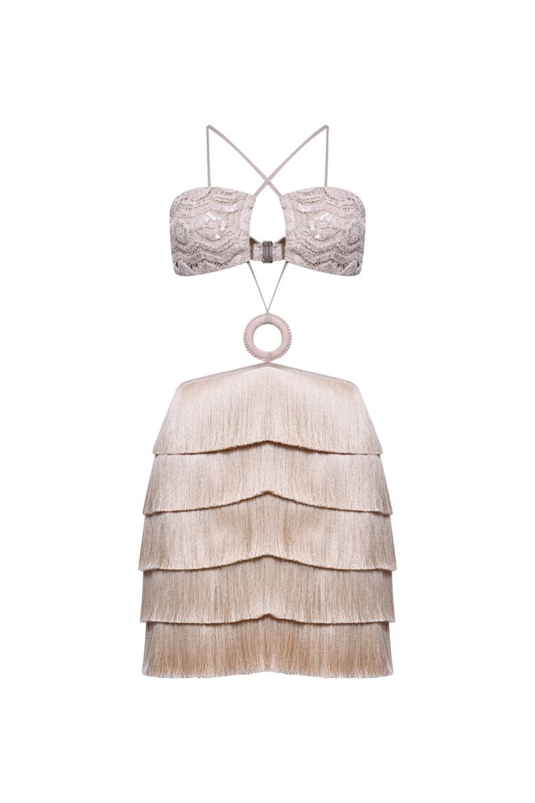 Crochet Bloom Cut Out Mini Dress, Alternate, color, BEIGE
