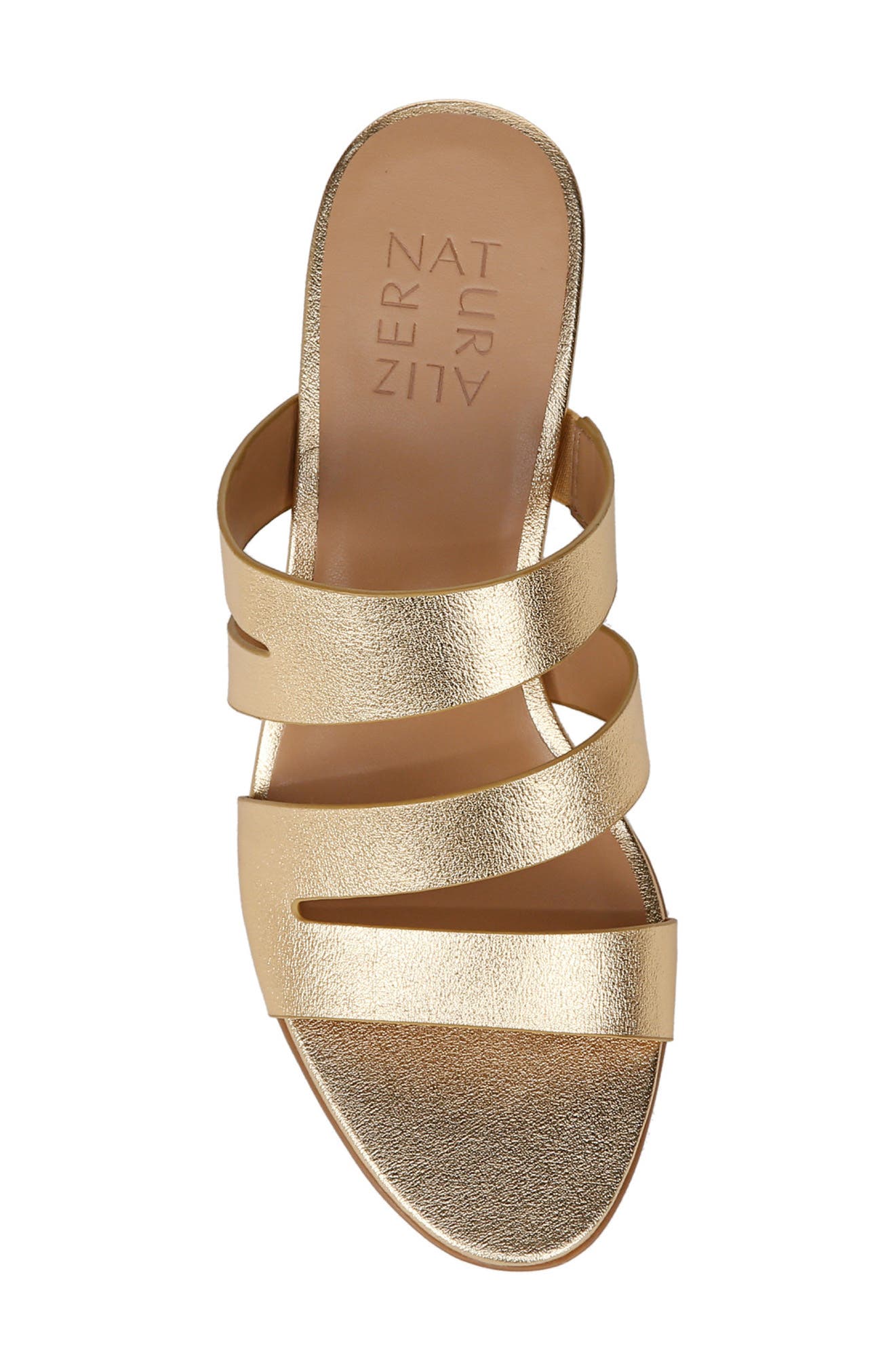 Naturalizer Beaming Block Heel Slide Sandal, Alternate, color, Dark Gold Faux Leather
