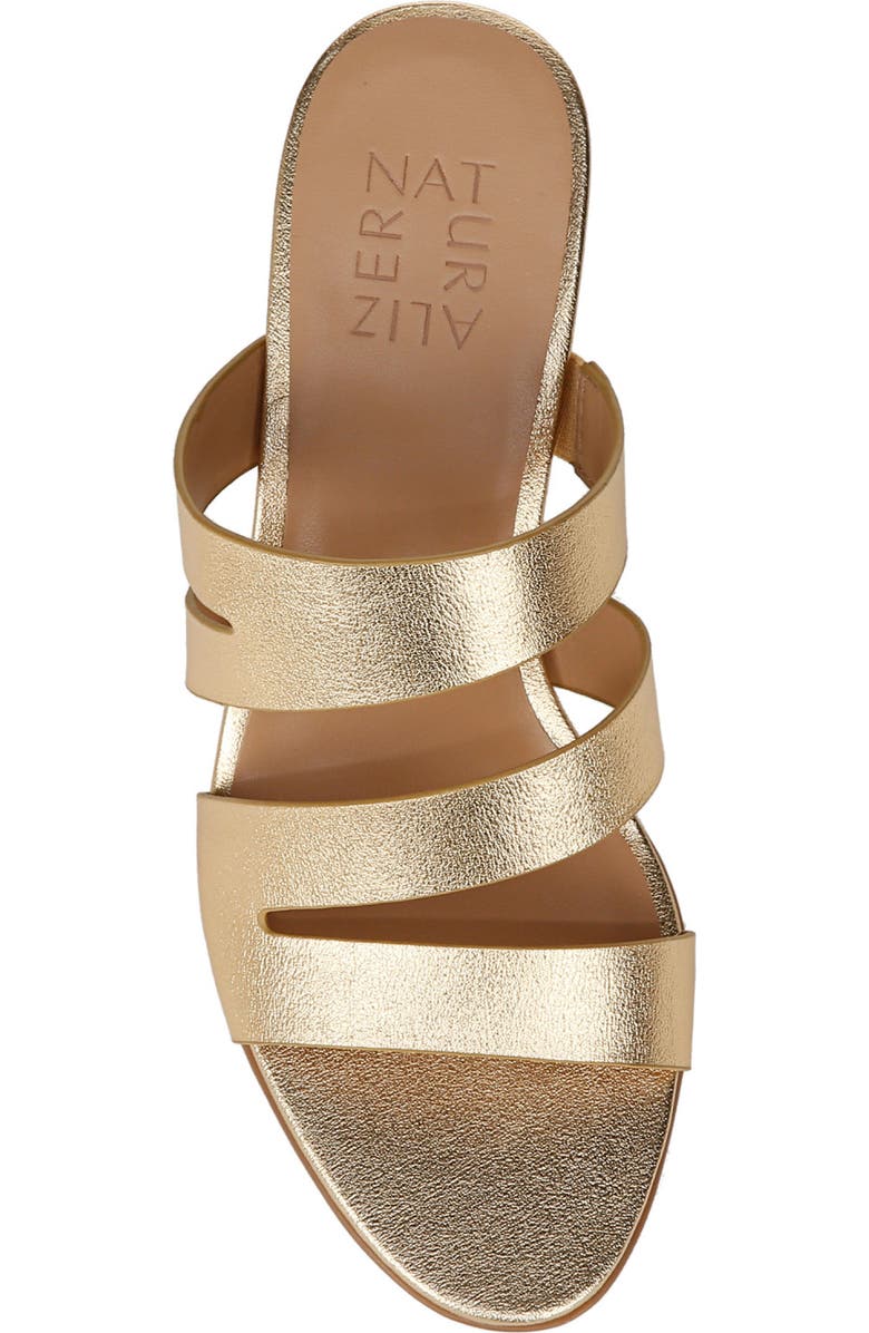 Naturalizer Beaming Block Heel Slide Sandal, Alternate, color, Dark Gold Faux Leather