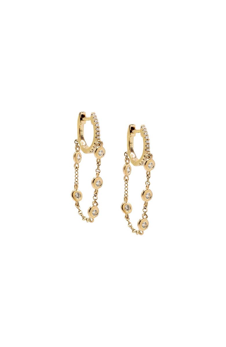 BY ADINA EDEN Diamond By The Yard Chain Drop Huggie Earring 14K, Main, color, 14K Gold