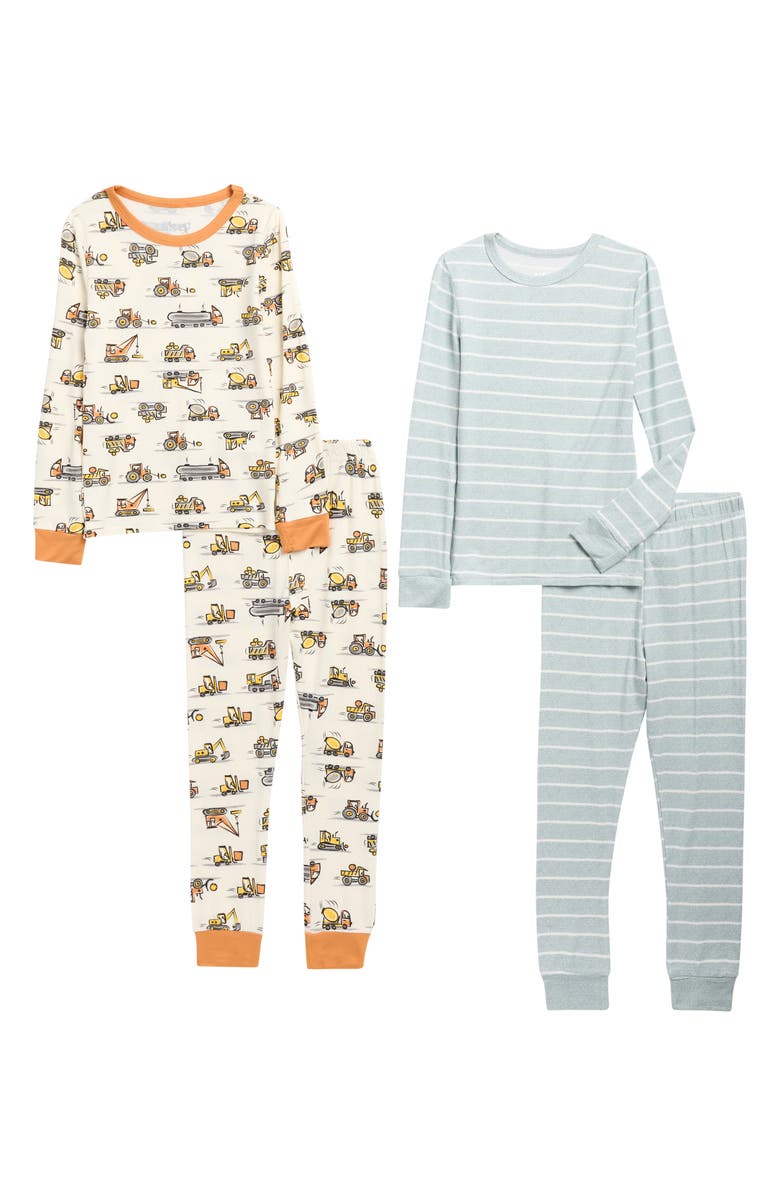 SLEEP ON IT Kids' Construction 4-Piece Pajamas, Main, color, Cream