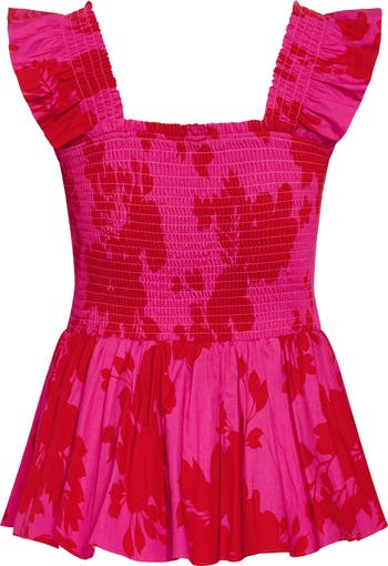 Marli Flutter Sleeve Smocked Top