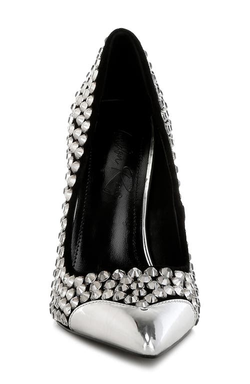 London Rag Super Fan Diamante Embellished Pump In Black