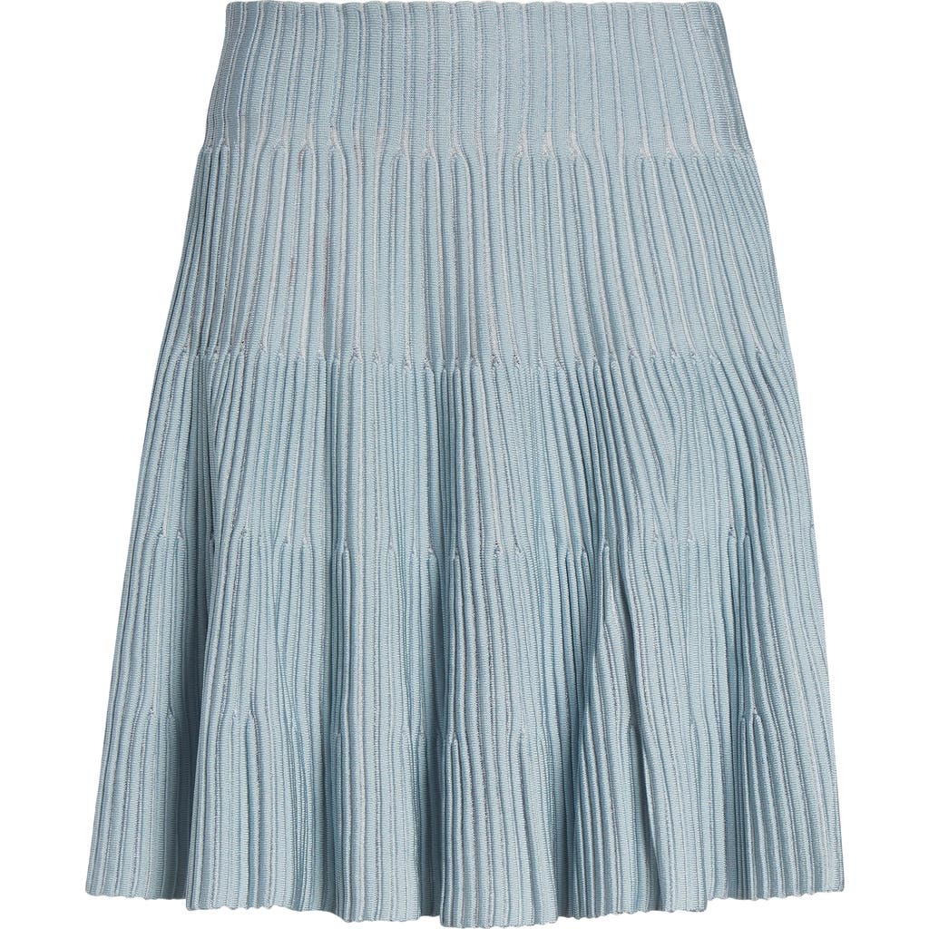 Balmain Textured Knit Flared Skirt In Blue