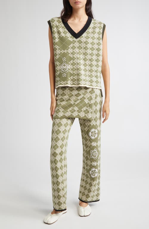 Yanyan Argyle Stretch Organic Cotton Vest In Green