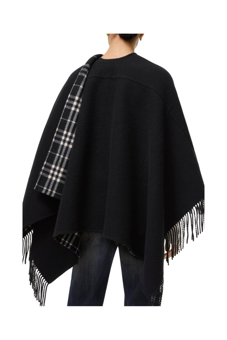 Wool Blanket Cape, Alternate, color, Black/calico beige