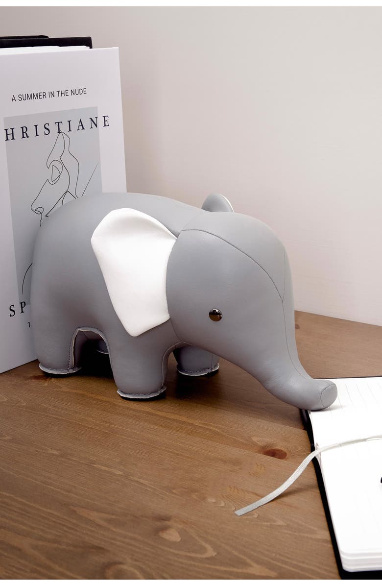 Zuny Elephant Bookend, Alternate, color, Gray White